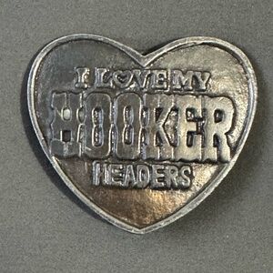 I Love My Hooker Headers vintage heart shaped belt buckle heart shaped